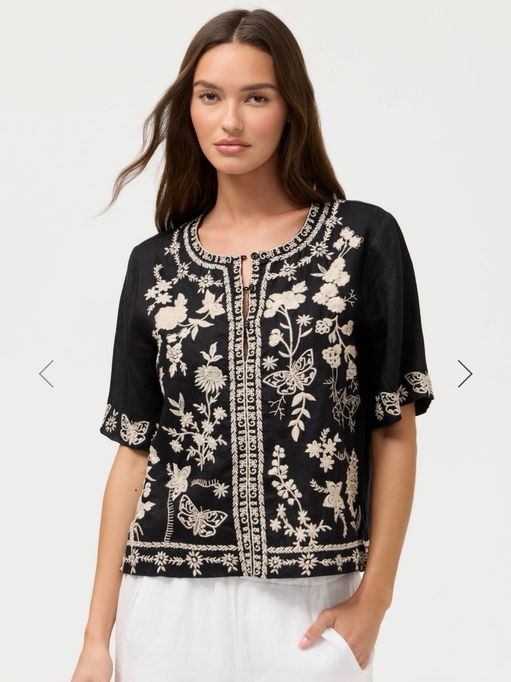 NWT Johnny Was Fiona Split Neck Blouse